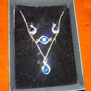 Elegant Silver and Blue Jewelry Set